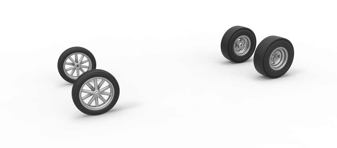 Wheel Set of Vintage Front engine dragster Version 6 Scale 1:25