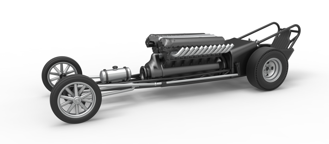 Front engine vintage dragster with V12 Scale 1:25