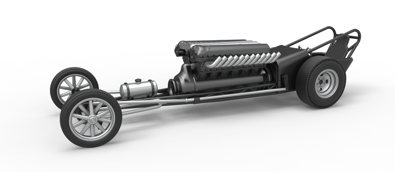 Front engine vintage dragster with V12 Scale 1:25
