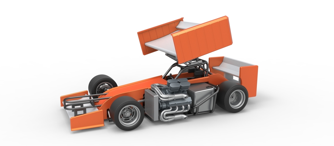 Supermodified front engine Winged race car V3 Scale 1:25