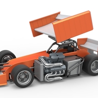 Supermodified front engine Winged race car V3 Scale 1:25 - Thumbnail 1
