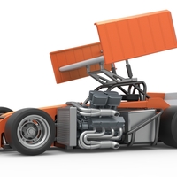 Supermodified front engine Winged race car V3 Scale 1:25 - Thumbnail 2