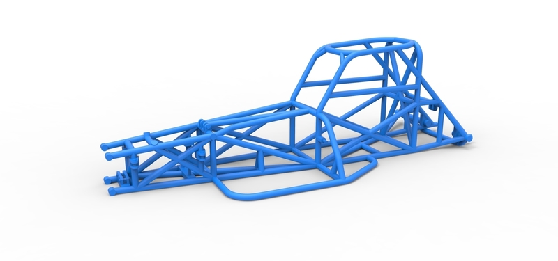 Frame of Supermodified front engine race car V3 Scale 1:25