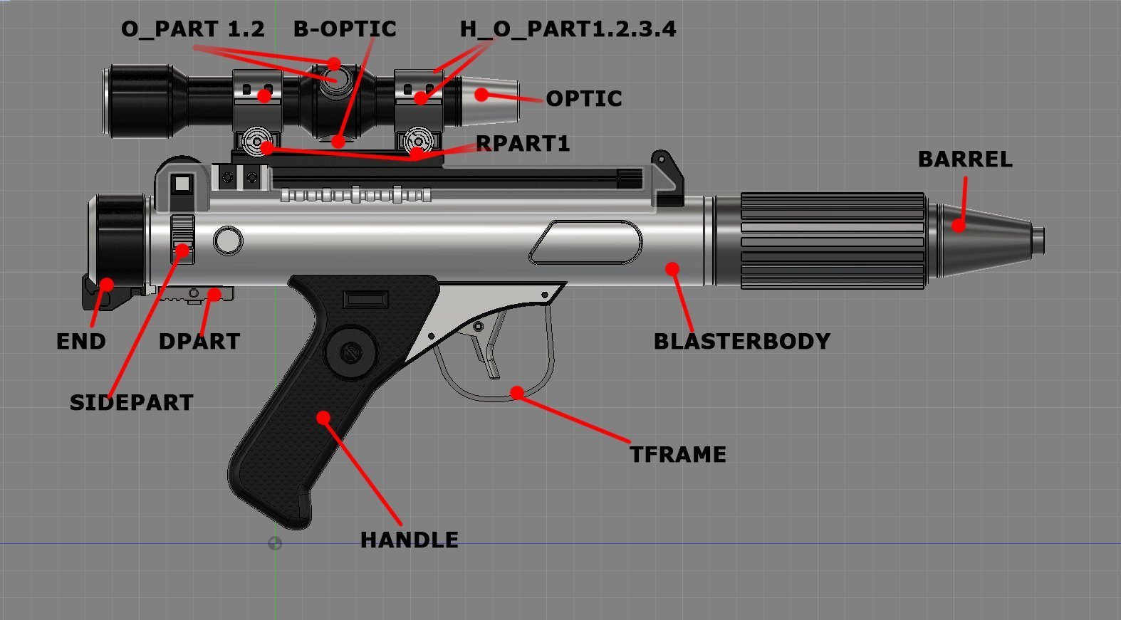 3D Printed DH-17 blaster pistol by Sergey Kolesnik