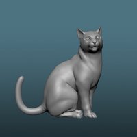 Small Cat Sitting 3D Printing 60495