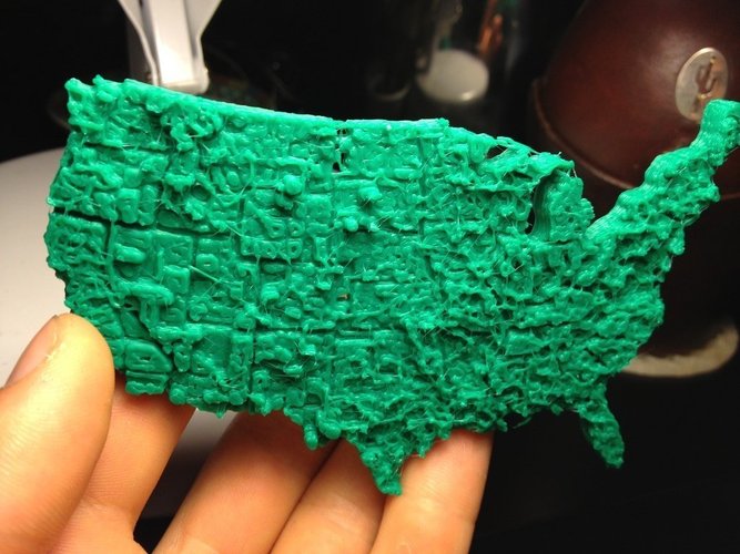 Pocket Unemployment Map of the United States 3D Print 60821