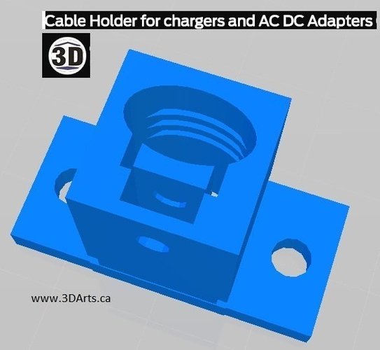 Cable Holder for chargers and AC DC Adapters Cable_fastner 3D Print 60853