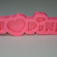 Small I Love Pink Keychain Hanger 3D Printing 61080