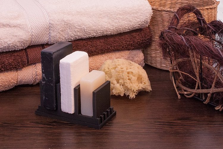 Three soaps holder with tray 3D Print 61100