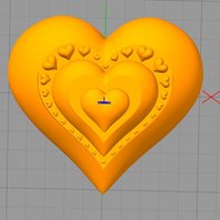 Small Triple Heart with Inset  3D Printing 61193