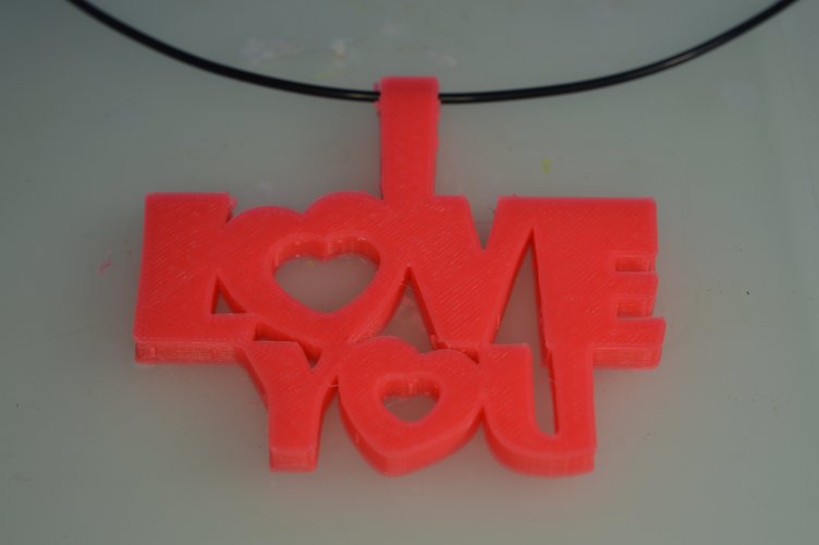 Special Valentine's Day I Love You Keychain Hanger Necklace 3D Print 61462
