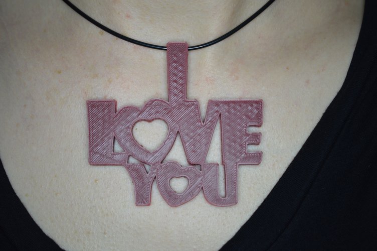 Special Valentine's Day I Love You Keychain Hanger Necklace 3D Print 61478