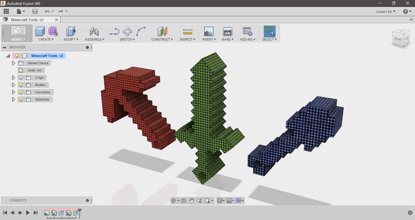 Minecraft Ferramentas Impressão 3D / Tools 3D Printing 