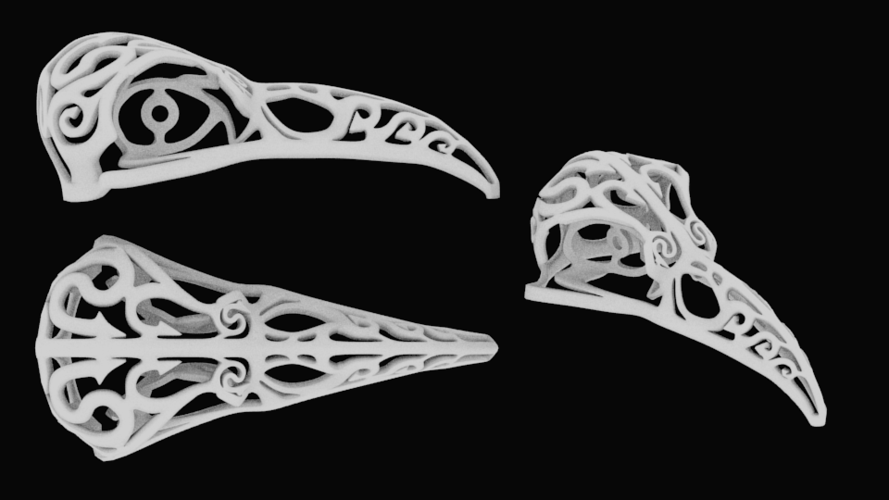 Filigree Raven skull 3D Print 62489
