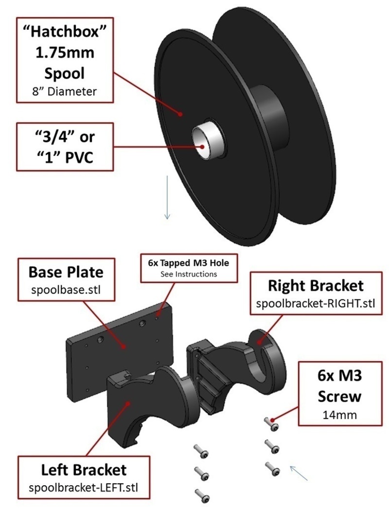Spool Holder - Wall Mount (Optimized for Hatchbox 1.75mm)