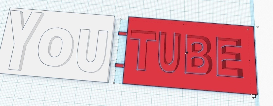 Youtube Logo por partes 3D Print 63404