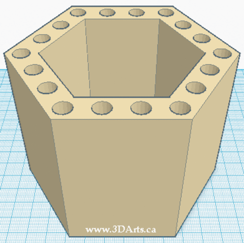 Pencil holder hex 108x94x78mm