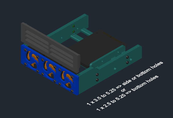 HDDCaddy 1x2.5 or 3.5 to 5.25 3D Print 64936