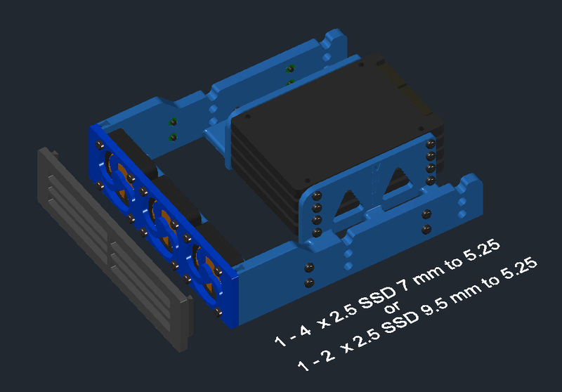 HDD Caddy 1-4 SSDs to 5.25 bay 