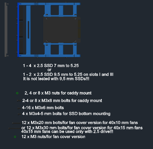 HDD Caddy 1-4 SSDs to 5.25 bay  3D Print 64956