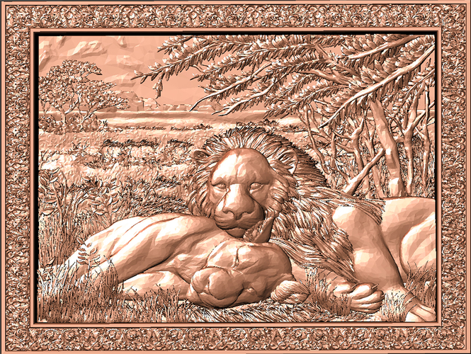 Frame two lions 3D Print 65011
