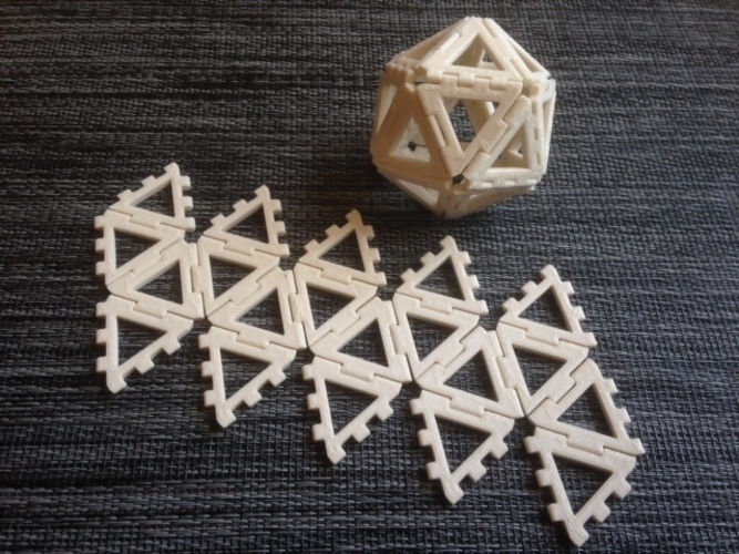 Customizable hinge/snap Icosahedron net 3D Print 65855
