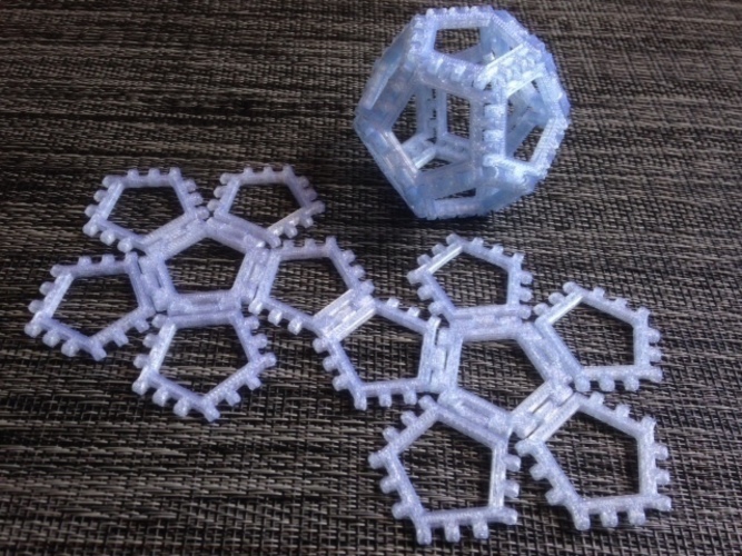 Customizable hinge/snap Dodecahedron net 3D Print 65856
