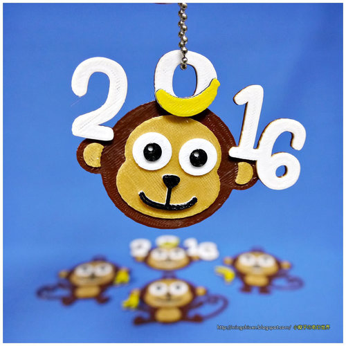 2016 HAPPY CHINESE NEW YEAR-YEAR OF The MONKEY  Keychain / Magne 3D Print 66728