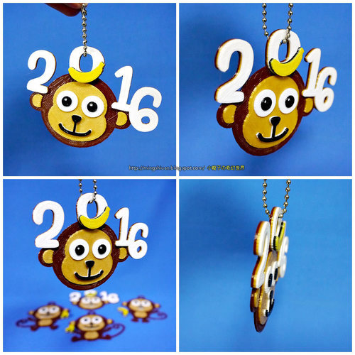 2016 HAPPY CHINESE NEW YEAR-YEAR OF The MONKEY  Keychain / Magne 3D Print 66729