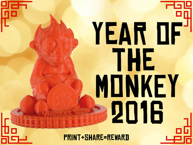 Red Monkey - Chinese New Year 2016 3D Print 66872