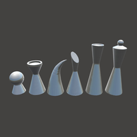 Small Modern Chess Set 3D Printing 67118