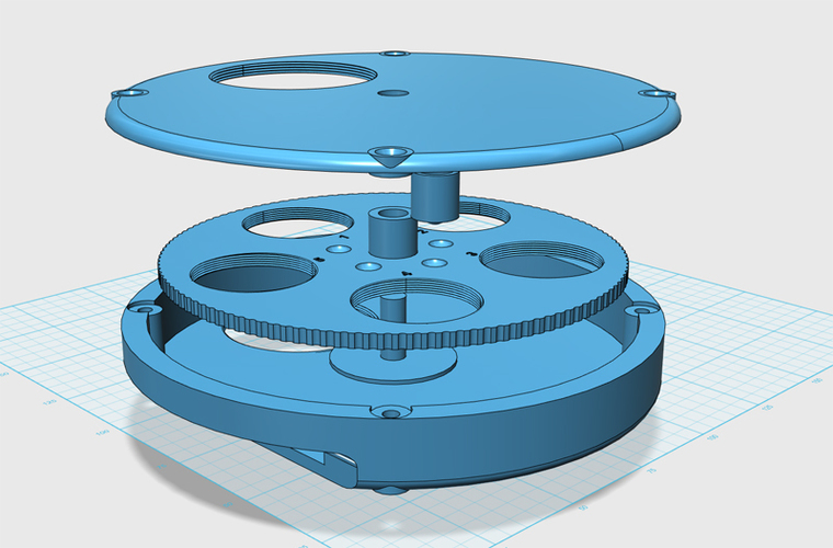 Filter wheel - 5 positions (for 1.25 inch filters) 3D Print 67188