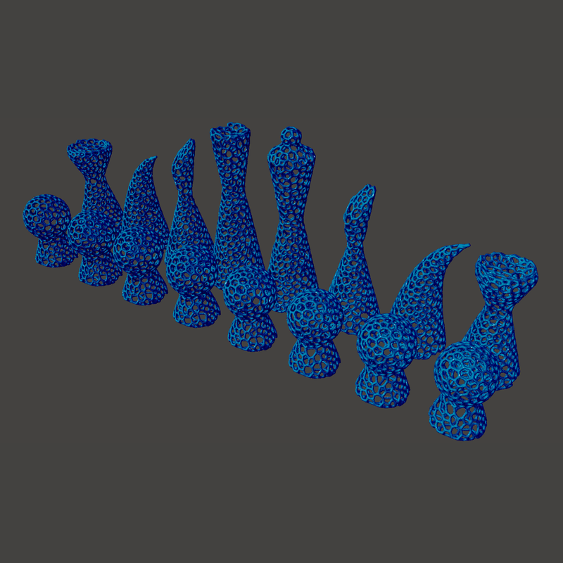 Voronoi Modern Chess Set - No Supports