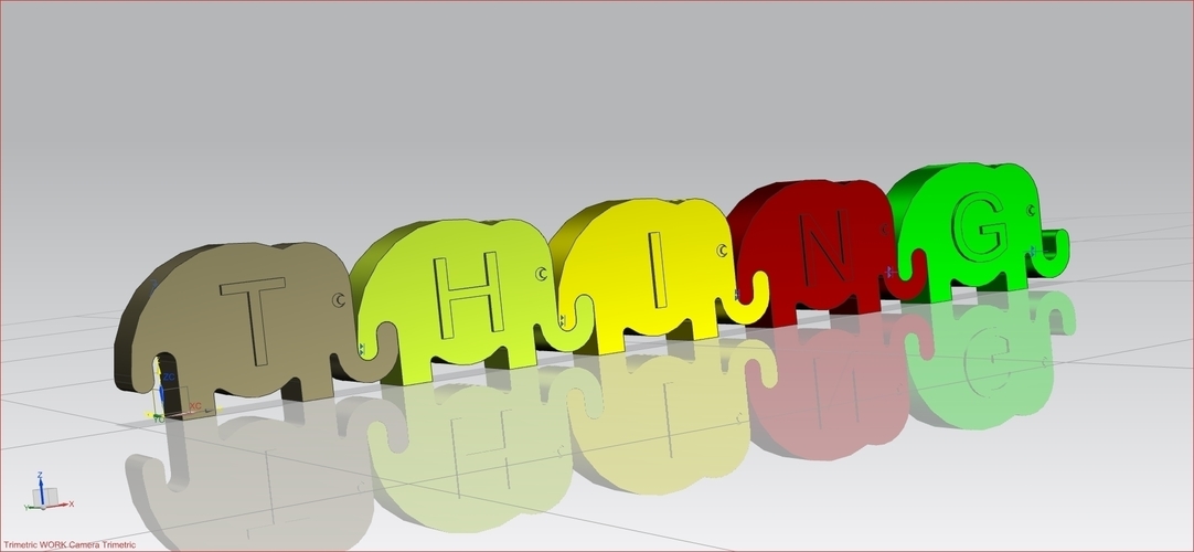 Linking Elephant Letters 3D Print 69000