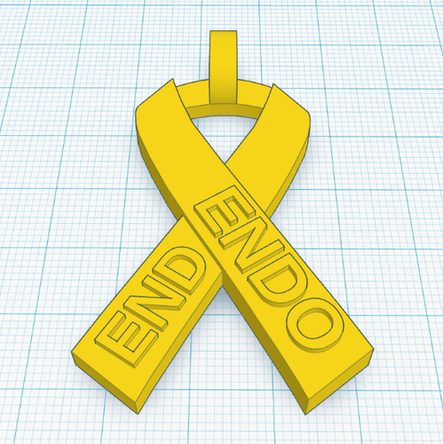 End Endometriosis Awareness Ribbon 3D Print 69043