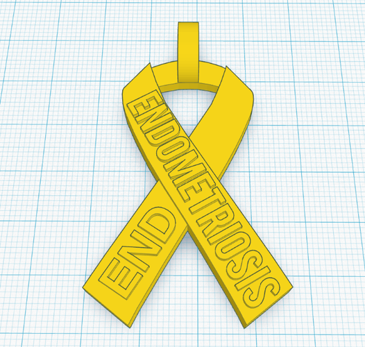 End Endometriosis Awareness Ribbon 3D Print 69044
