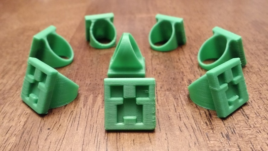 3D Printed Minecraft creeper ring by Jeremy Throop  Pinshape