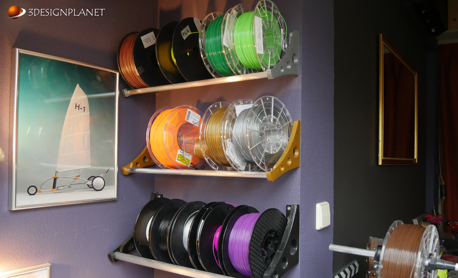 Wall Filament Spool Holder 3D model 3D printable