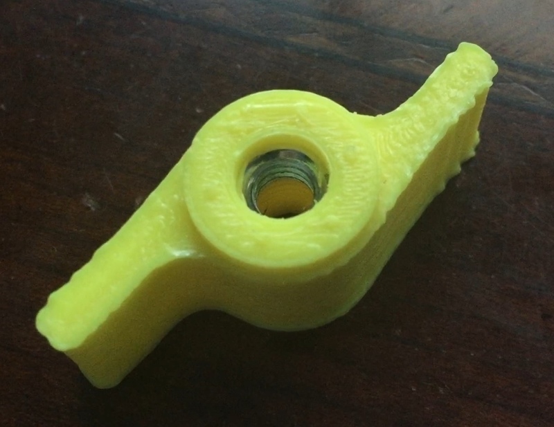Snowblower Adjustment Knob with Metal Nut Inserted During Print