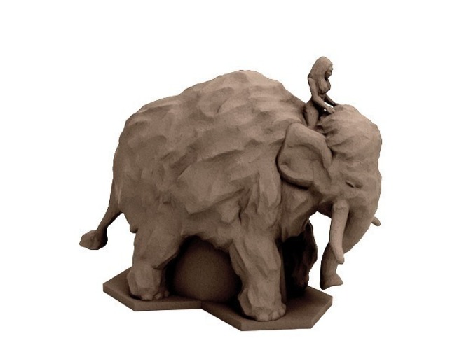 Shamanic Mammoth Rider (18mm scale) 3D Print 72317