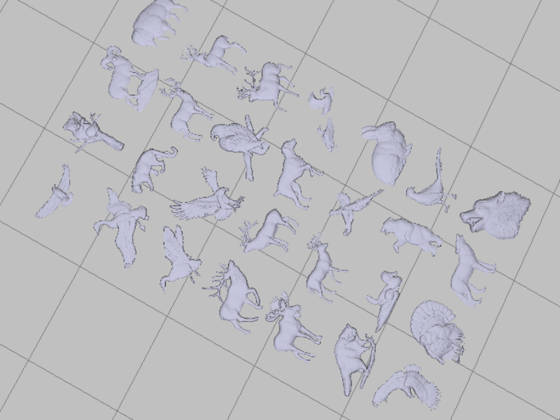 Birds and animals for the 3D images