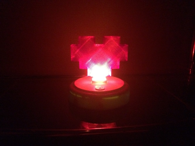 8 Bit Heart, LED Touch Night Light 3D Print 72824