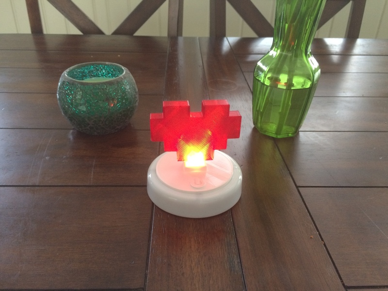 8 Bit Heart, LED Touch Night Light