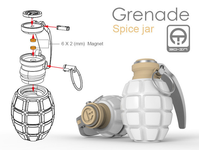 Grenade spice jar 3D Print 76498