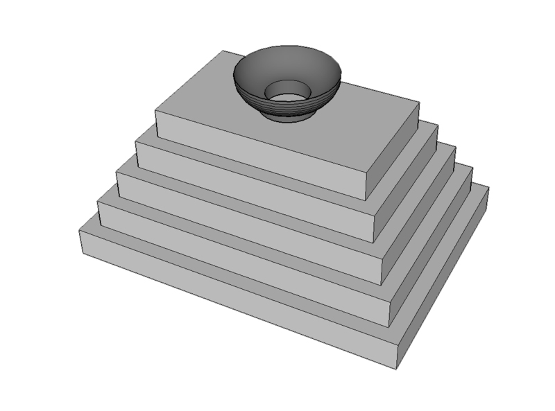 pyramidal staircase with a vase