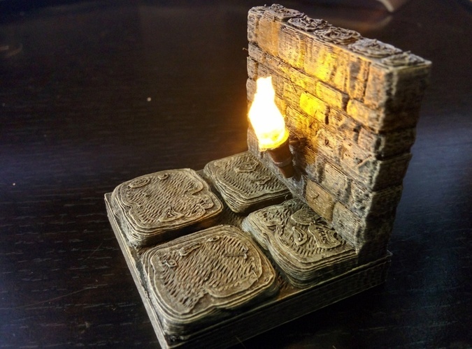 OpenForge Stone Torch Wall 3D Print 78396