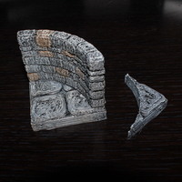 Small OpenForge Stone Dungeon Curved Wall 3D Printing 78496