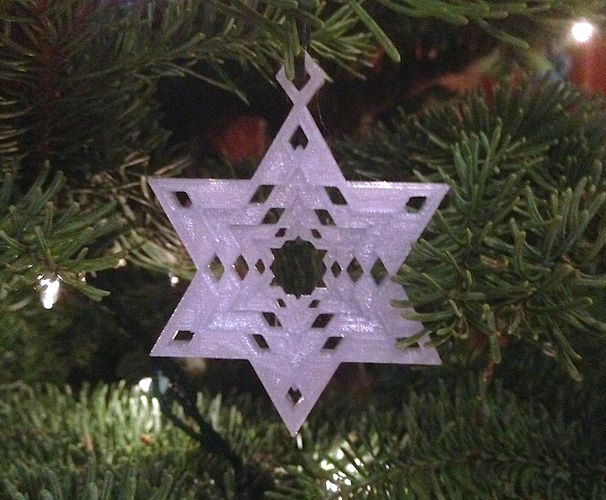 Snowflake Star of David Tree Ornament 3D Print 78826