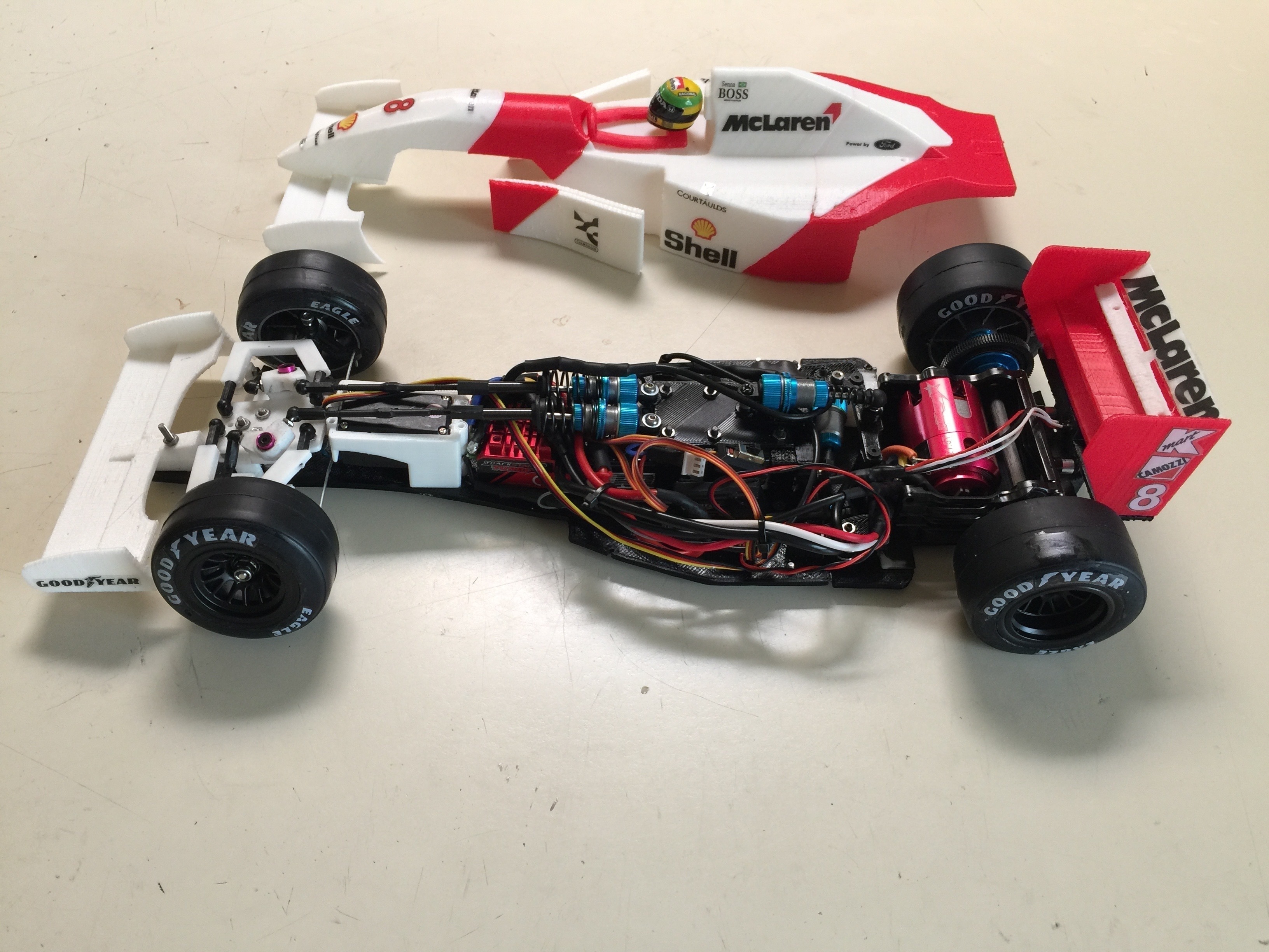 3d Printed Rs 01 Ayrton Senna S 1993 Mclaren Mp4 8 Formula 1 Rc