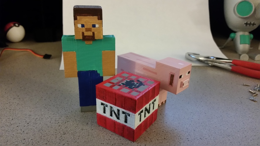 Minecraft - Steve, TNT and Pig 3D Print 79798